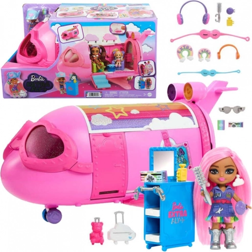 Rózsaszín szivárványos repülő BARBIE Extra Fly Minis pilótával
