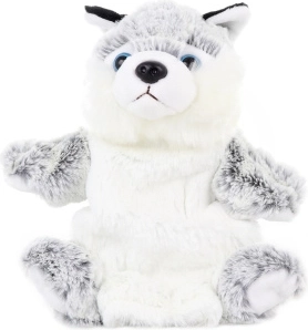 Plüss kézbáb husky kutya 25 cm