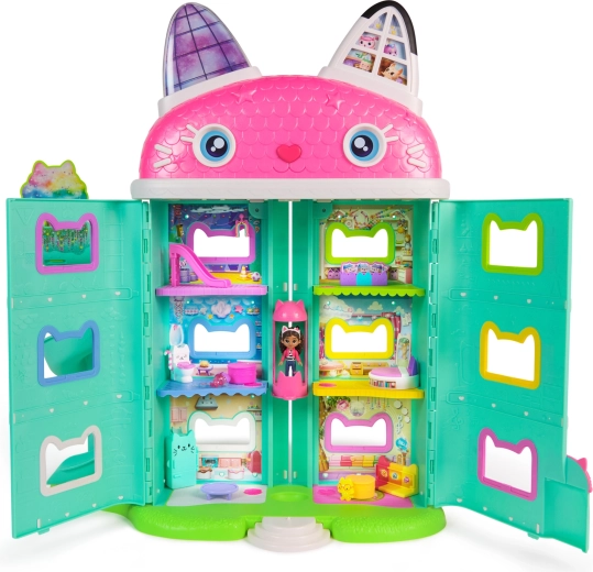 Lift, csúszda és színes csomagküldő torony