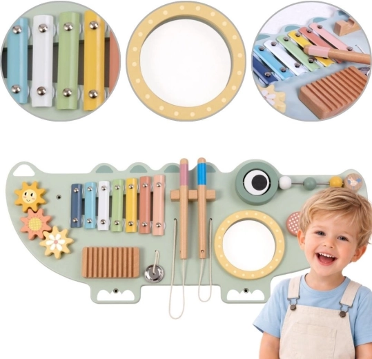 TOOKY TOY fa készségfejlesztő (activity) falitábla – krokodil