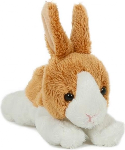 barna-fehér plüss nyuszi, fekvő, 15 cm