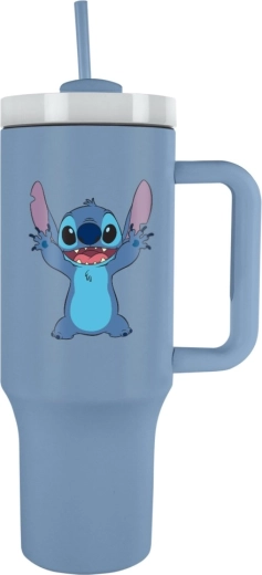 Utazóbögre szívószállal Lilo és Stitch kék 1200 ml