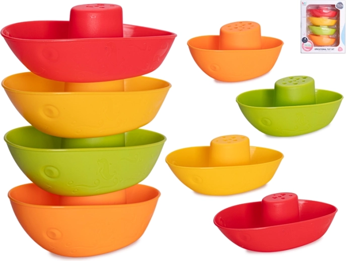 Műanyag vízi csónakok piramisa 14 cm, 4 db