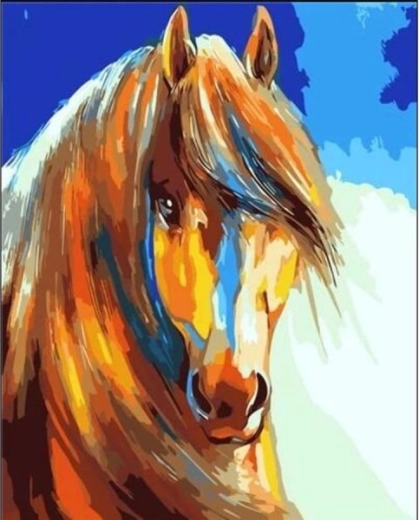 Számozott festővászon kereten 40 × 50 cm – színes ló