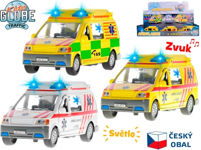 Kids Globe Traffic mentőautó fényekkel és hanggal, 14 cm