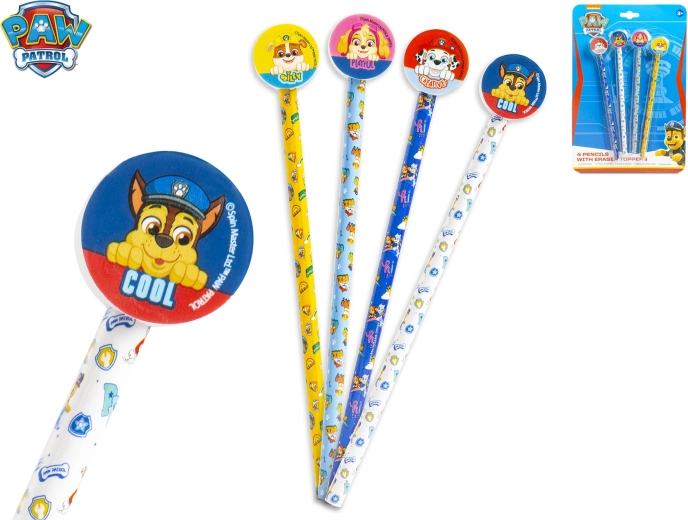 PAW PATROL radírgumis ceruzakészlet, 4 db, HB