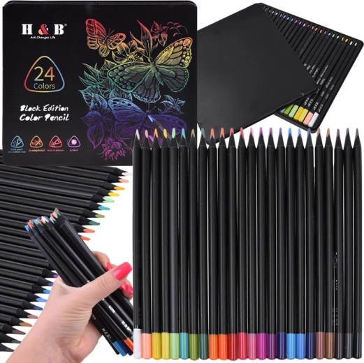 Black Edition színes ceruzák – 24 színből álló készlet fém tokban