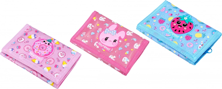 Lány textil pénztárca Keyroad tépőzárral, 3 minta