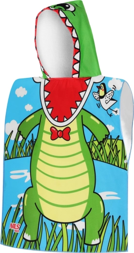 NILS Aqua Crocodile gyerek mikroszálas kapucnis poncsó