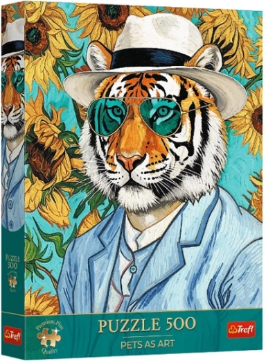 Trefl Premium Plus puzzle Pets as Art: Tigris úr és a napraforgók 500 darab