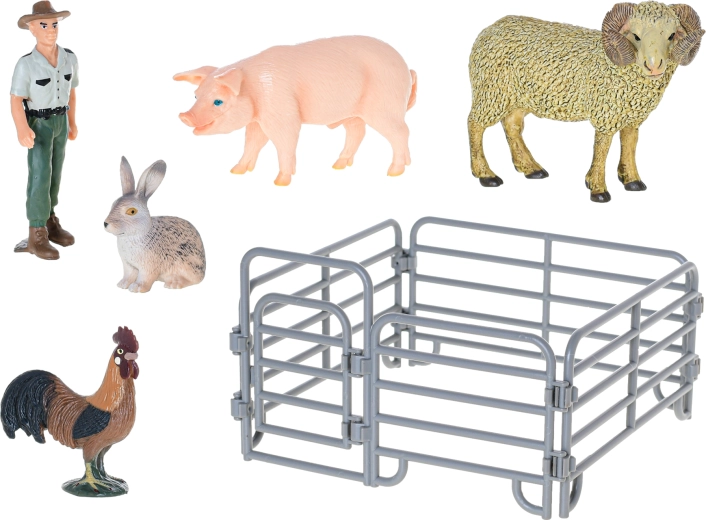 Jelenet játékkorláttal és figurákkal