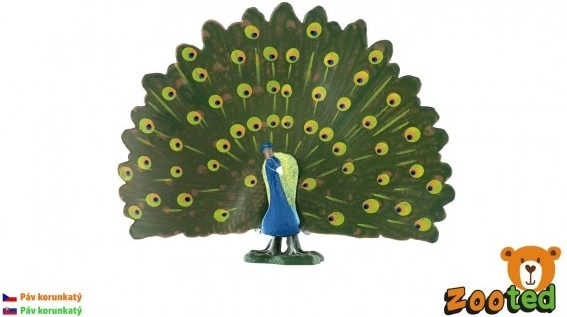 Műanyag koronás páva figura 12 cm
