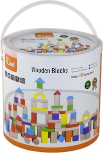 Fa építőkockák – 100 darab vödörben