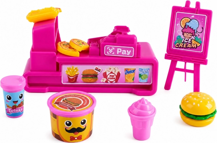 Valósághű fast food pult pénztárgéppel