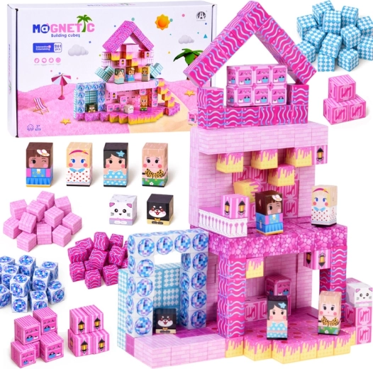 Mágneses kockák ház – építő kockák és pixelek, 261 darab