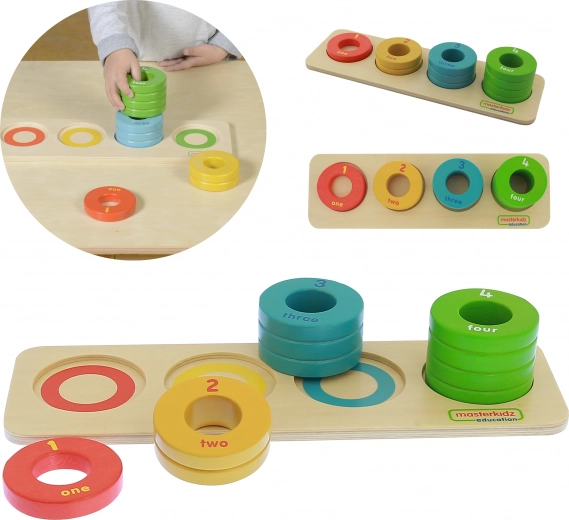 Masterkidz fa színes gyűrűrendező Montessori