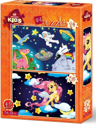 Puzzle Űrhajós és pegazus csikó 24 + 35 darab