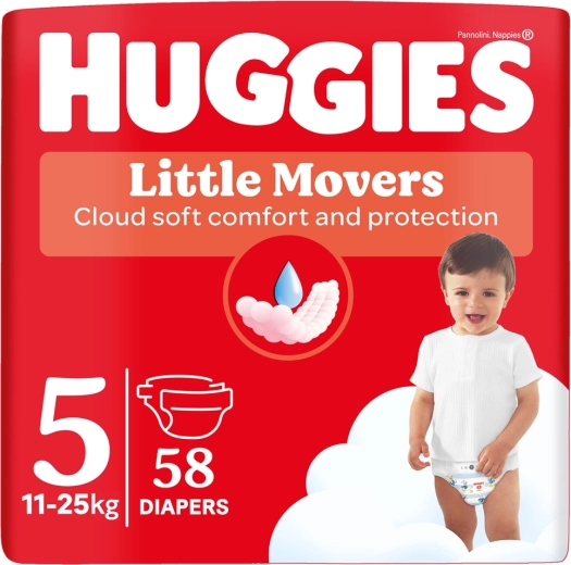 Huggies Little Movers pelenkák, 5-ös méret, 58 db