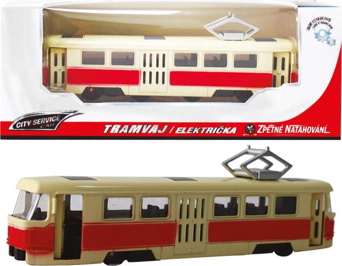 Fém villamos 1:90 piros visszahúzós mechanizmussal