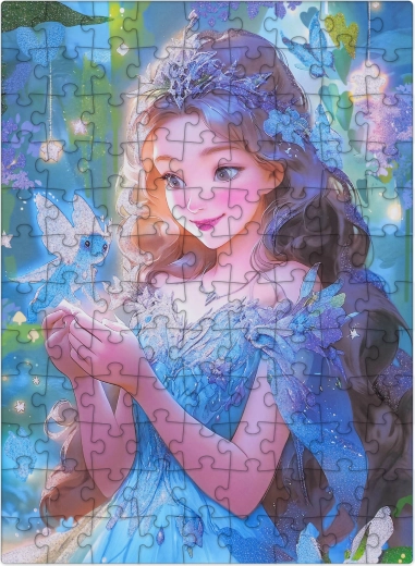 Csillámos Kék tündér puzzle, 100 darabos