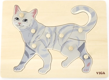 VIGA Montessori fogantyús fa puzzle – macska