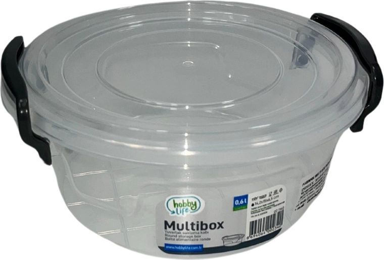 Műanyag kerek ételtároló doboz 600 ml fedéllel