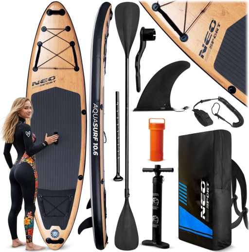 Neo-Sport Aquasurf 10’6 felfújható SUP paddleboard 320 × 84 × 15 cm