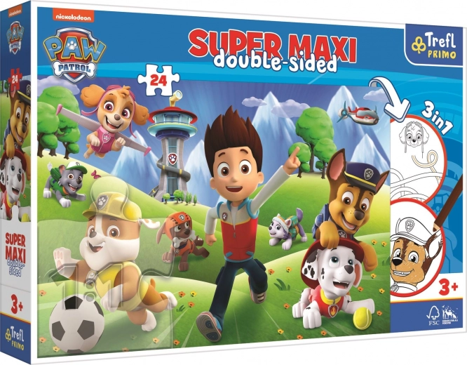 Kétoldalas Tlapkapatrula puzzle: Kalandos szuper maxi 24 darab