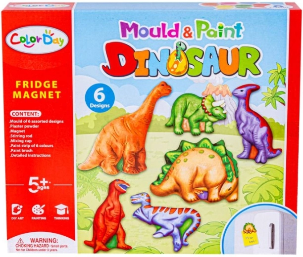6 dinoszaurusz mágnes kiöntéshez és kiszínezéshez