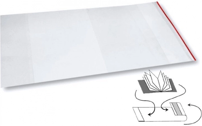 univerzális átlátszó PP tasak 312 × 540 mm fényes felülettel és öntapadó csíkkal