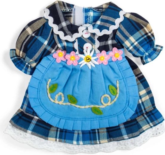 Bigjigs Toys kék kockás ruha 34 cm-es babához
