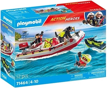Akcióhősök figura készlet Tűzoltó hajó vízi robogóval