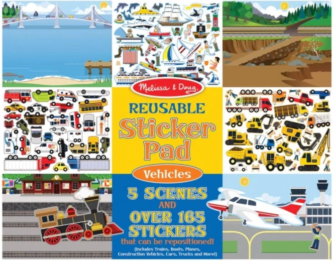 Melissa & Doug - újrafelhasználható matrica Járművek