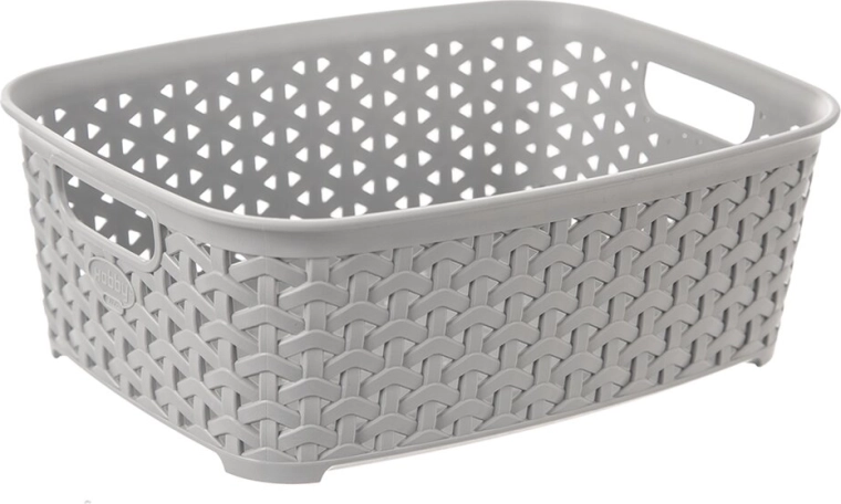 Műanyag rattan hatású tárolókosár Hobby szürke 26 × 19 × 9 cm