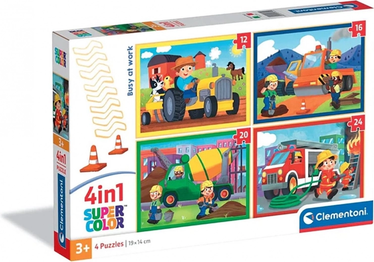 Clementoni puzzle Dolgos hétköznapok 4 az 1-ben (12, 16, 20 és 24 darab)