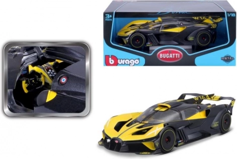 Fém autómodell BBURAGO 1:18 BUGATTI BOLIDE, sárga-fekete