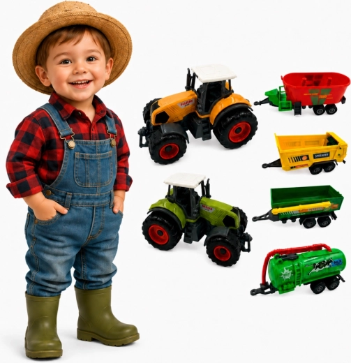 Woopie Mini Farmer traktorkészlet pótkocsikkal