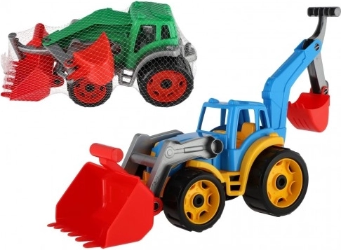 Műanyag traktor – markoló kanállal, zöld