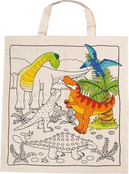 Kiszínezhető pamuttáska – dinoszauruszok