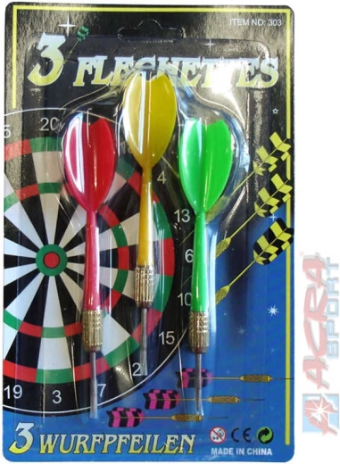 Acra színes darts nyilak fém heggyel – 3 db-os készlet