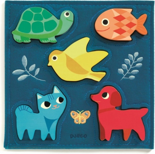 Djeco fa puzzle Állatok kék színben