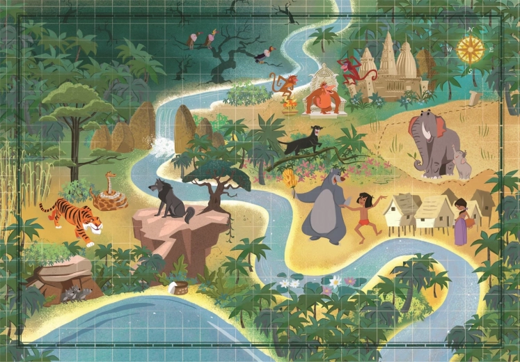 Clementoni Story Maps puzzle: A dzsungel könyve (1000 darabos)