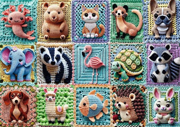 Trefl Puzzle Premium Plus horgolt állatkák 1000 darab