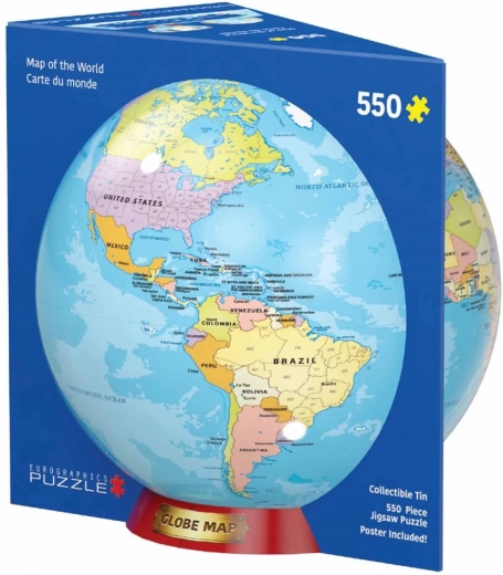 550 darabos Világtérkép puzzle fémdobozban