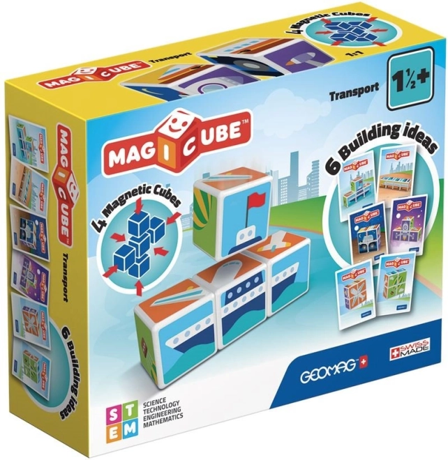 geomag magicube printed transport mágneses építőkészlet, 7 darab