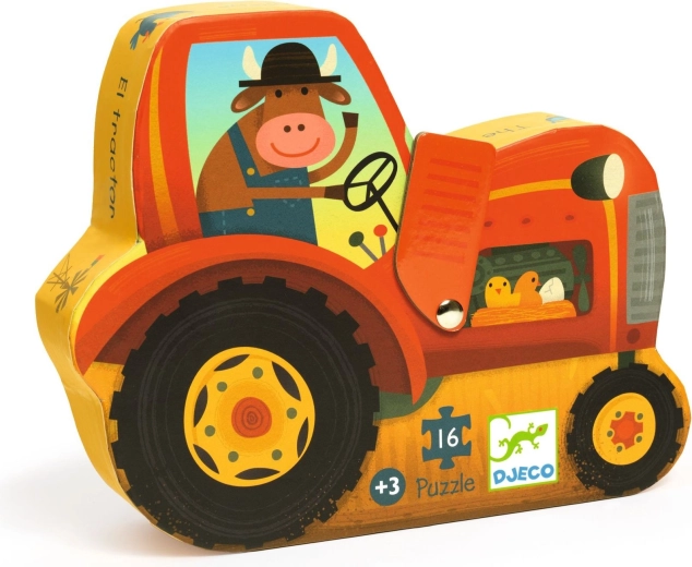 djeco puzzle dobozban traktor 16 darab