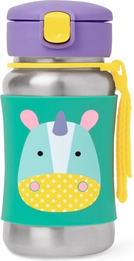 Skip Hop Zoo rozsdamentes acél palack szívószállal, Egyszarvú