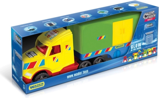 Guruló Magic Truck Basic Konténer Wader – világító teherautó