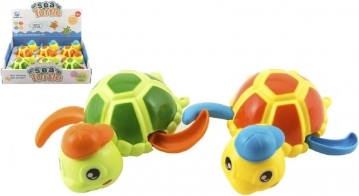 Úszó felhúzható vízi teknős, műanyag játék 12 cm