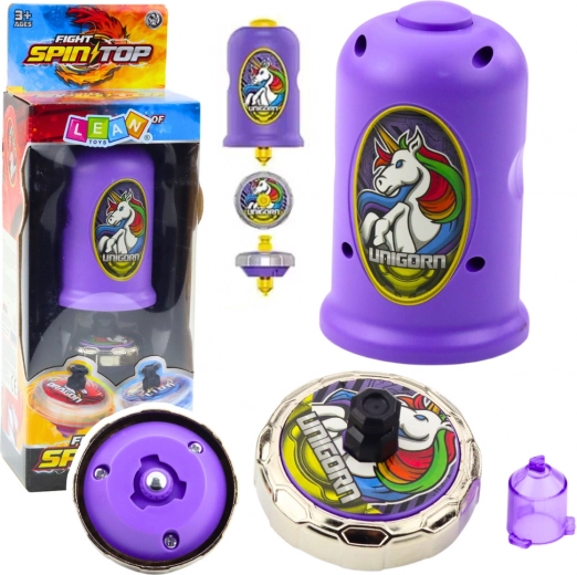 Unikornis lila kilövős peonza készlet